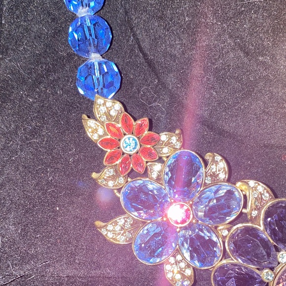 Heidi Daus Glorious Garden  Floral Blue, Purple, Pink, and Gold Necklace - Picture 5 of 8